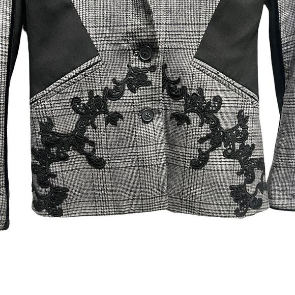 Jonathan Simkhai Wool Plaid Jacket Black and White Size 2 - Picture 4 of 10